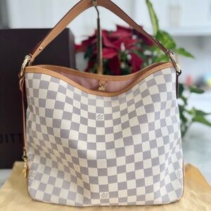 Louis Vuitton Delightful PM in Damier Azur with Rose Ballerine interior